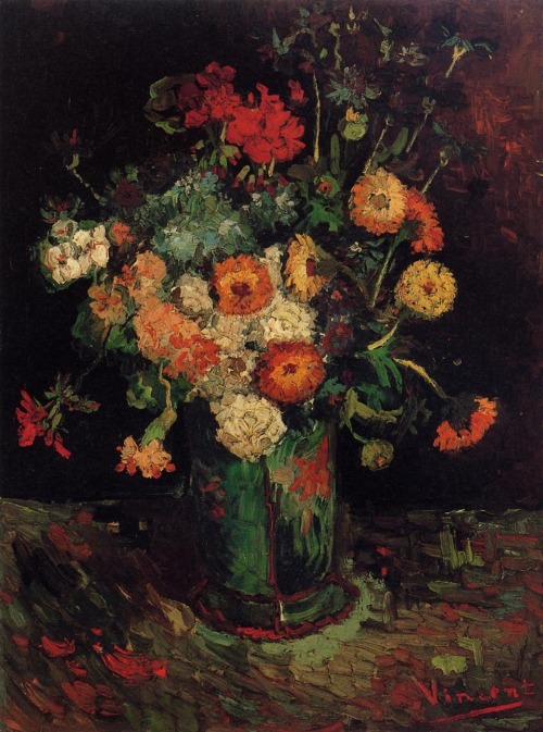 Vincent van Gogh: Vase with Zinnias and Geraniums (1886)