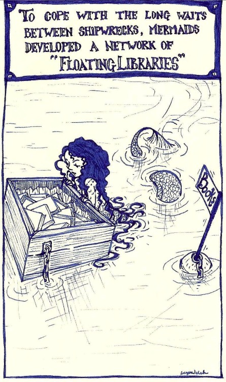 lapsed-bookworm: selenographics: ~ Mermaids &amp; Books - Floating Libraries @editorincreeps