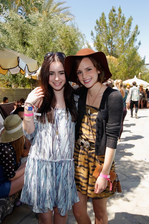 Lily Collins & Emma Watson - Coachella Music Festival. ♥  Looking cute & pretty. ♥