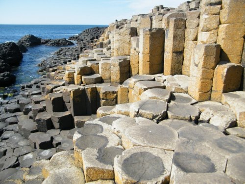 The Giant&rsquo;s Causeway in Northern Ireland.     The mostly hexagonal basalt column