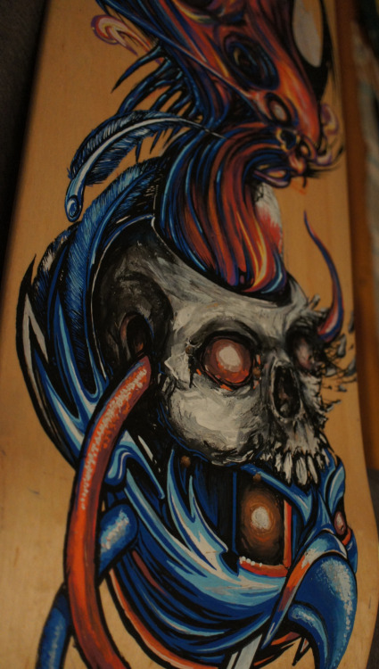 Got a few skate decks on the go at the minute…heres one so far