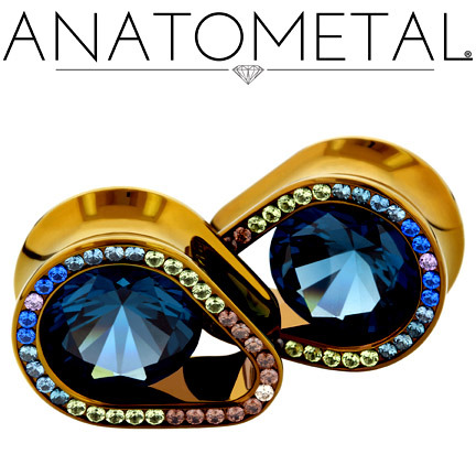 anatometal:1" Super Teardrop Eyelets in ASTM F-136 titanium, anodized bronze; Lavender CZ, synt