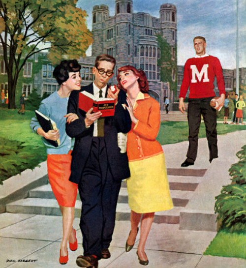 theniftyfifties:  Illustration by Dick Sargent for The Saturday Evening Post, October 1959.