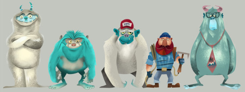 The Yeti line-up. Personal project mainly to just get some character designs and color studies in.