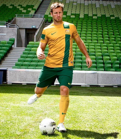 The new Socceroos jersey. It will be used during the 2014 World Cup qualifying campaign. Just long enough for you to start to get used to the shirt, then nike will change it again should we make the World Cup.