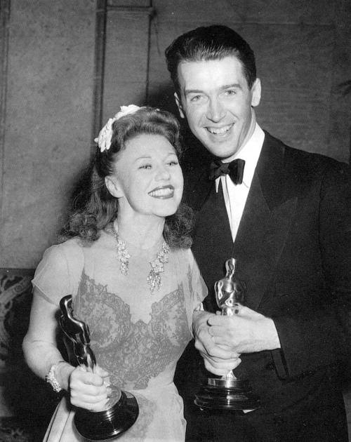 Ginger Rogers and James Stewart with their Oscars