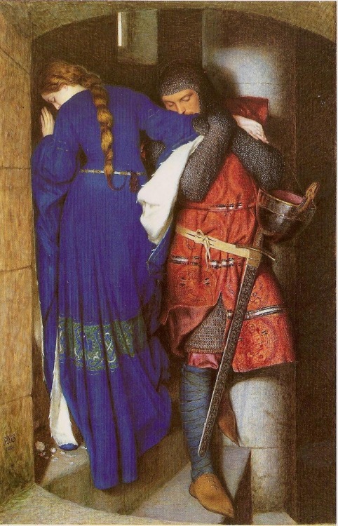 maggie-stiefvater: oldroze:  Frederic Burton ,The Meeting on the Turret Stairs 1864  The painting th