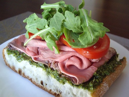 Open-Faced Roast Beef and Pesto Sandwich
Making pesto is the hardest part of this tasty roast beef sandwich—and you can even substitute store-bought pesto if you’re really short on time.
Get the recipe!