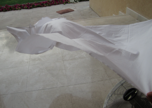 I decided to continue with my experiments with wind and other fabrics, which is visible in the next 