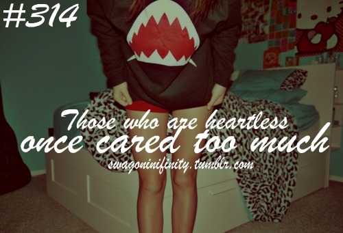 swagoninifinity:  Those who are heartless, once cared too much. Follow Swag On Infinity for
