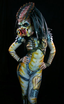 iheartchaos:   Cosplay of the day: Female Predator done in bodypaint A little sexy? A whole lot freaky? Here’s another shot, minus the mask. via obviouswinner.com  