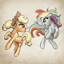 devirisi:  Applejack and Rainbow Dash -COLOR