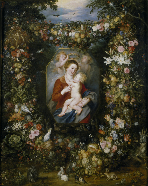 Garland with the Virgin and Child, Jan Brueghel de Oude and Peter Paul Rubens, Museo Nacional del Pr