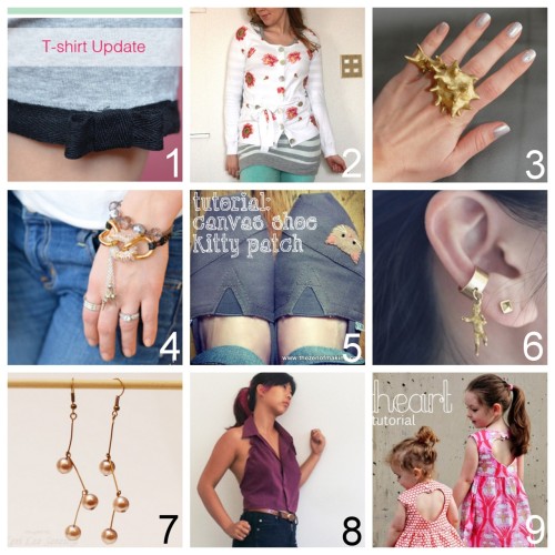 Nine DIY Jewelry and Fashion Tutorials PART FOUR. Roundup of this past week if you missed anything. 