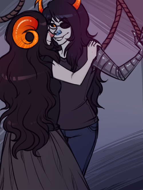 omgrocketships:Vriska/Aradia sketch with some flats. Probably won’t go any further with this.