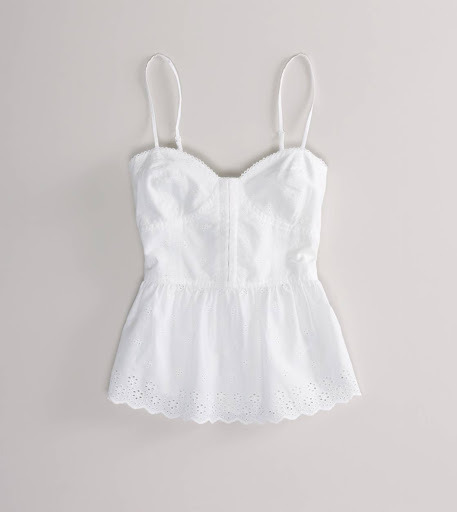 Some summer essentials: Beach dress in tonal stripes White corset cami with ruffle hem in eyelet lac