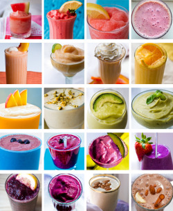 losing-every-extra-pound:  20 Summer Smoothie RecipesWatermelon FrostyGrapefruit Pink SmoothieStrawberry Lemonade FrostyPinkie Sweet Pomegranate SmoothieCitrus FrostyPeaches and Cream SmoothieFresh Orange Juice SmoothiePeachy Hemp Protein SmoothiePeachy