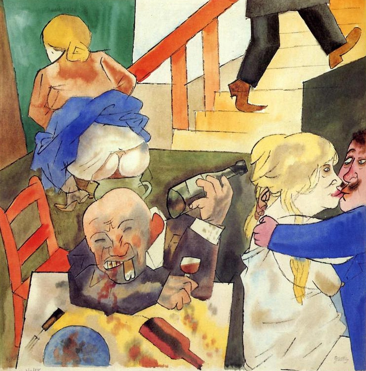 ymutate:  George Grosz, “Ausschweifung, Berlin Night Club,” date unknown, found