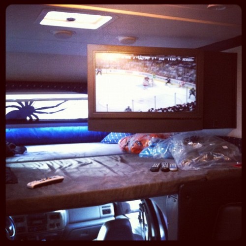 In the A-Basin parking lot this evening watching the #NHL Playoffs. #LandYacht (Taken with instagram)