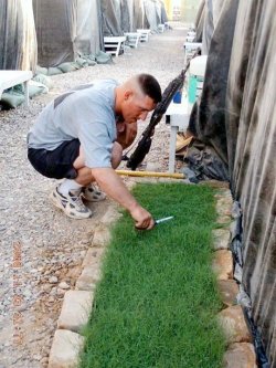  Here is a soldier in Iraq , stationed in