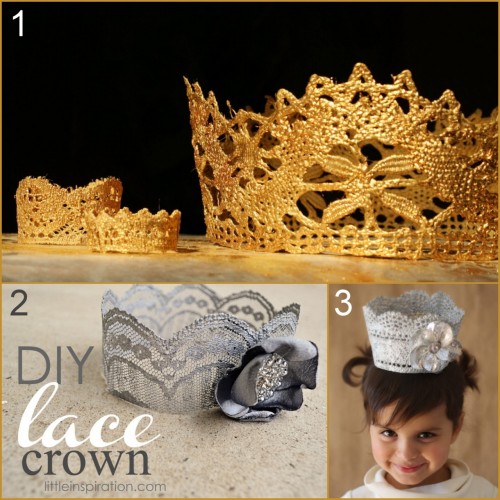 rainbowsandunicornscrafts:Three Lace Crown Tutorials. For dressup, to file away for Halloween or jus