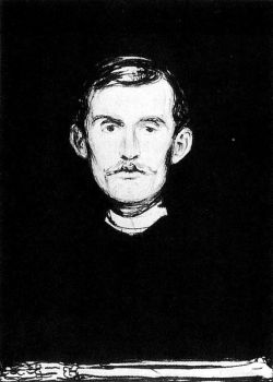 worldpaintings:  Edvard Munch Self-portrait I, 1895 - 1896, lithography on paper, 58.3 x 43 cm, MoMA. 