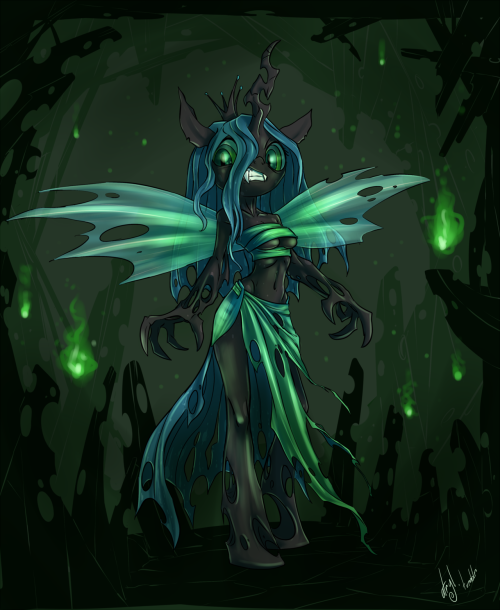 atryl:  Queen Chrysalis  Atryl does the best anthro ponies. Look how badass this Chrysalis is… omg <3