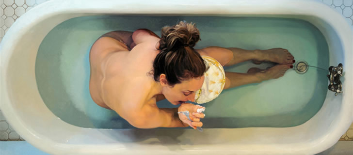 bitchville:  Secretly Pigging Out - Realistic oil paintings by http://www.leepricestudio.com/