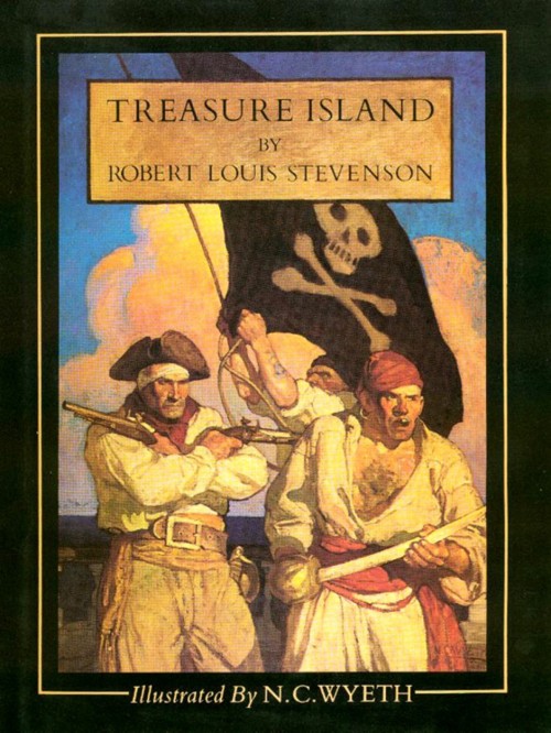 Treasure Island. Robert Louis Stevenson (1850-1894). Cover illustration by N.C. Wyeth. 1911 edition.