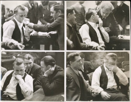 Rare photographs of John Dillinger in a Crown Point Court (click to embiggen). The Tommy Gun Times w