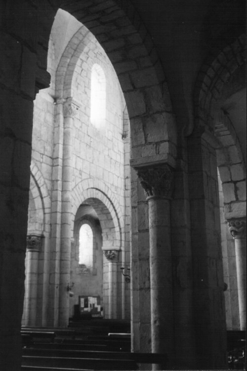 Nave of the Romanesque church at Anzy-le-Duc in Burgundy, France
