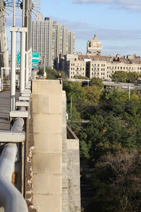 humansofnewyork:  On October 31, 2011 a girl was dangling off the edge of the GW