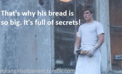 meangirlsofpanem:  That one there. That’s Peeta.  Credit to mynewbunnysuit for sending me the idea!  