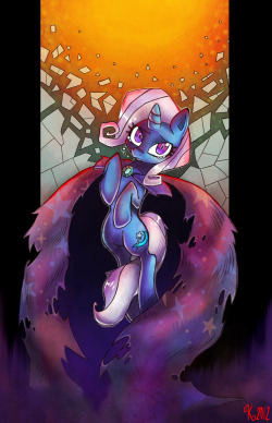 twilightsparklesharem:  colorgasmfreakbrony:  My Beautiful Cape by ~Kaliptro2  I don’t always reblog Trixie, but when I do, it’s epic. 