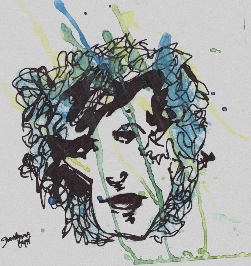old ink sketches that I watercoloured over, then scanned.