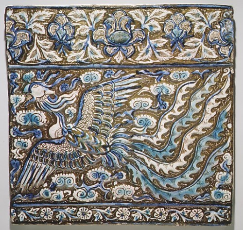 eastiseverywhere: milicentbrovovich: Tile with Image of Phoenix. After the Mongol conquest of Persia