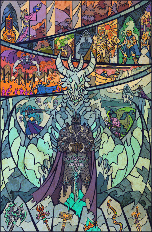 whatsthedaily:  “Fall of Arthas,” by breathing2004. Look at some of the other stained glass images. Look at them. Check that shit out. 