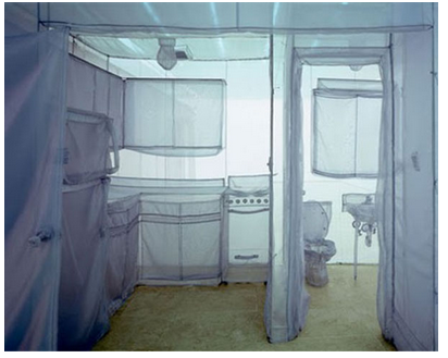 I had a recent meeting with my tutors to present my design proposal: draping fabric inside the lodge