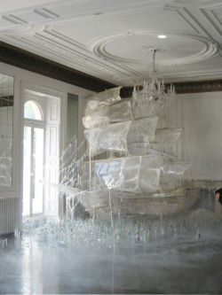 Ice ship sculpture created by set designer