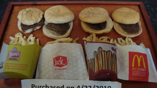 How the hell do we call this ‘food’ thanksforplayinghun:  mrgoatxvx:  “Our fast “food” display is now 2 years old. The word food is questionable, since the bread-like and meat-like substances have not molded or spoiled in any way. Bugs