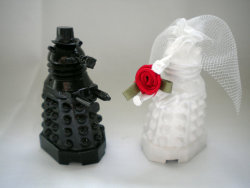 thetiniestthings:  Dalek Wedding Cake Toppers ฺ Available on Etsy Nothing can EXTERMINATE our love. 