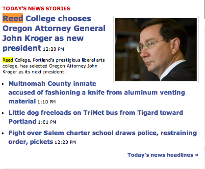 News makes the Oregonian website.