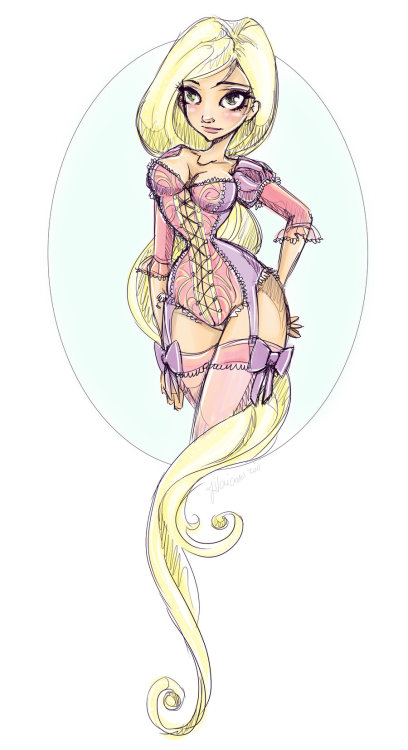happiness-isbubblewrap:  Rapunzel Pinup Sketch by ~NoFlutter 