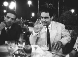 consquisiteparole:  Pier Paolo Pasolini e Italo Calvino al Caffè Rosati in Piazza del Popolo, a Roma 