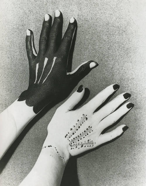 vanramspar:Man Ray:Hands painted by Picasso, 1935The Hands of Marcel Duchamp, c.1920 