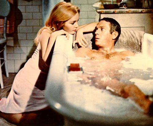 Steve McQueen of The Great Escape, The Thomas Crown Affair and The Towering Inferno. In a bathtub.