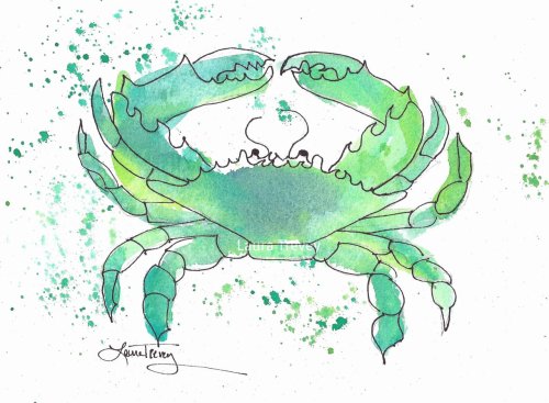 Crab in Seafoam Green print by Laura Trevey