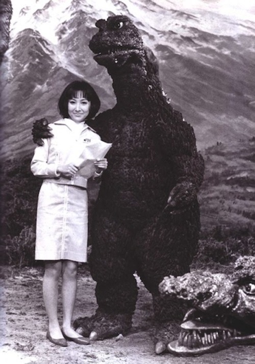 Godzilla poses with a fan. porn pictures