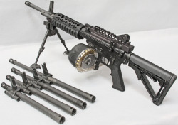 weaponzone:  AAR-Ares Automatic Rifle w/ 100rd BETA C-Mag &amp; quick-change barrels. Barrels shown are 12.5”, 14.5”, 16.25” and 20” length.