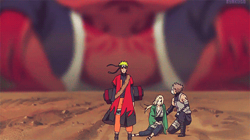 byakugo:  "Gamakichi, take Tsunade-baachan to a safe place " 